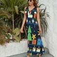 thumbnail image 6 of Merry Christmess Dress Summer Street Style Bohemia Long Dresses Female Sleeveless Printed Maxi Dress, 6 of 9