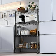 M MZG 4 Tiers Wire Dimensions: 23.6W x 13.7D x 53.4H Shelving Unit, Black