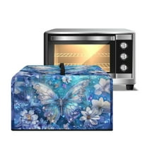Whosucclay Butterfly Floral Print Microwave Oven Cover Dust Oil Proof Machine Protector Waterproof Decorative Kitchen Appliance Cover 18.25" x 14.5" x 11"inches-S