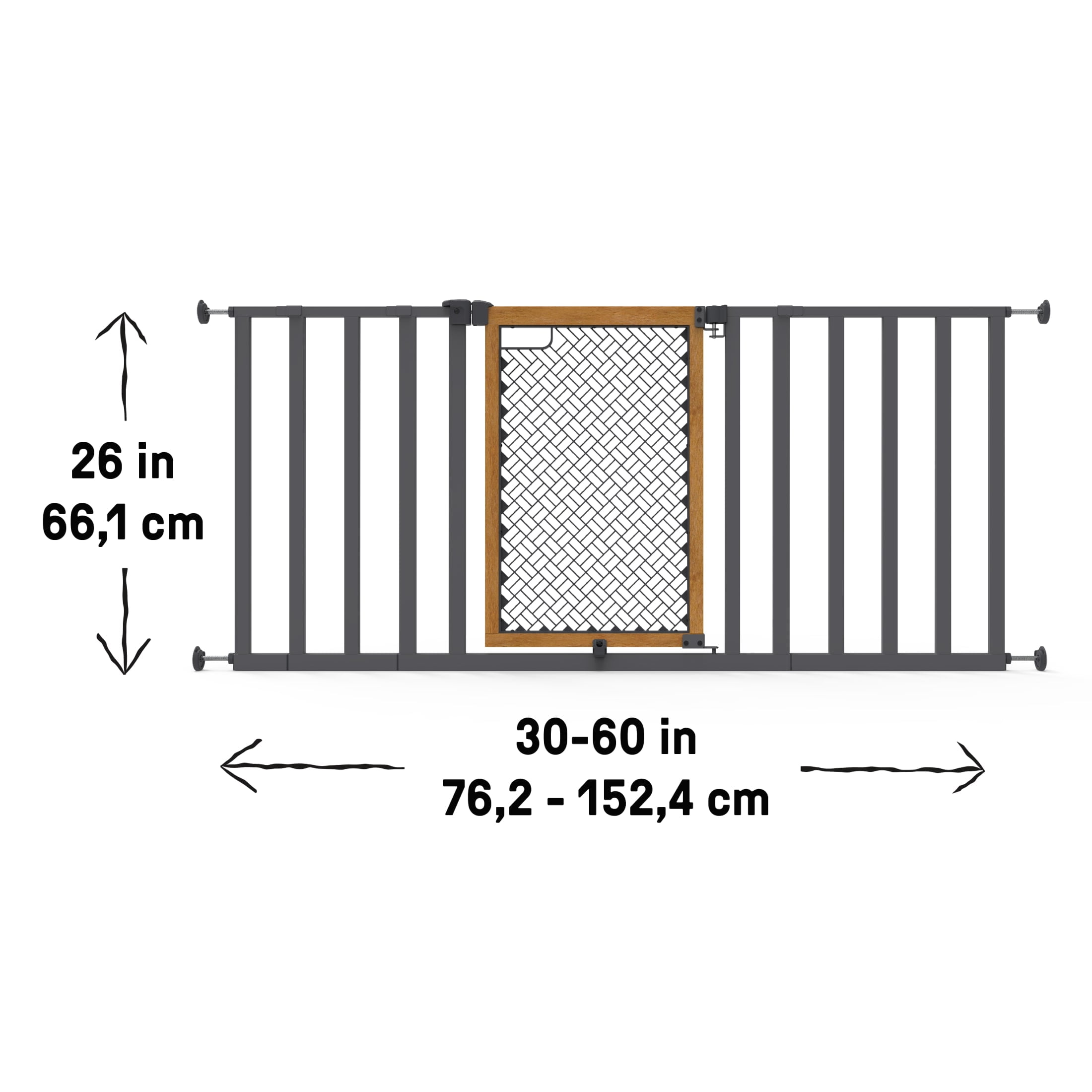 Ingenuity Thruway 60XW Series Pet and Baby Gate, Honey Oak Stained Wood and Metal, Openings from 30-60" Wide, Ages 6-24 Months