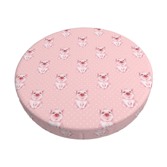 Logiee Pig Polka Dot Print Stool Covers Round,Bar Stool Covers,Watedrproof Stool Slipcover with Elastic,Stool Cushion,Round Bar Stool Seat Covers for Bar Round Chair-12 inch