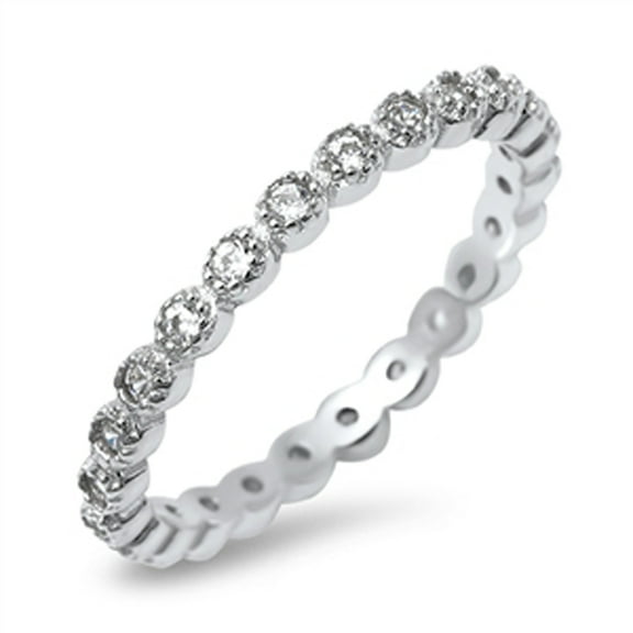 Women's Eternity Band Clear CZ Promise Ring .925 Sterling Silver White Jewelry Female Size 7