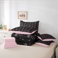 thumbnail image 6 of Erosebridal Cute Bows Bowtie 7 Pieces Bedding Comforter Set For Kids,Cartoon Bowknot Stars Pattern Full Bedding Set,Girls Lightpink Black,Reversible, 6 of 7