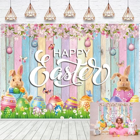 7x5FT Easter Backdrop Spring Easter Photography Backdrop Colorful Wooden Board Easter Eggs Rabbit Flowers Background for Newborns Baby Showers Kids Birthday Party Supplies 7x5FT Easter Backdrop Spring Easter Photography Backdrop Colorful Wooden Board Easter Eggs Rabbit Flowers Background for Newborns Baby Showers Kids Birthday Party Supplies