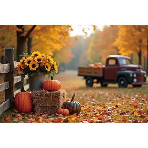 Autumn Harvest Backdrop Photography Scarecrow Tractor Farm Photoz Background Child Photo Studio Photocall Accessories