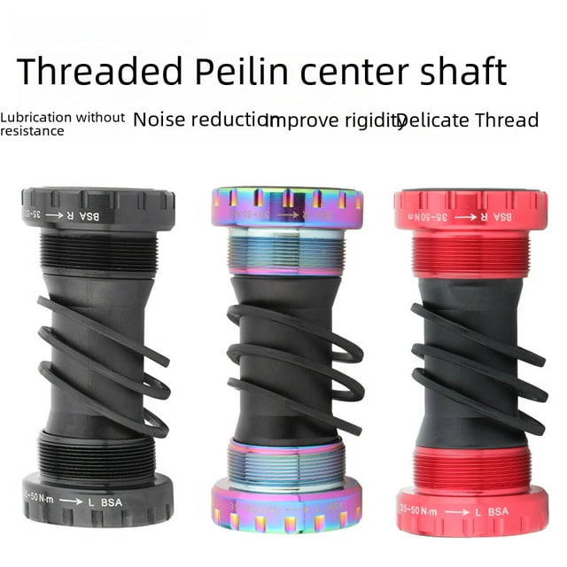 Red M68 Threaded Bottom Bracket for Mountain & Road Bikes - Integrated Hollow Crankset Axle, Durable Construction, Easy Installation, Efficient Power Transfer for All-Terrain Riding