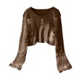 thumbnail image 4 of COMVALUE Women's Floral Embroidered Semi-Sheer Cover-Up Long Sleeve, Bohemian Lace Cape, Beach Sun-Protective Cover-Up Top (Khaki, One Size), 4 of 4