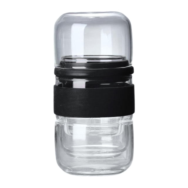 Botella de agua portátil para viaje, juego de té, taza de té resistente al calor, vasos para el hogar Negro