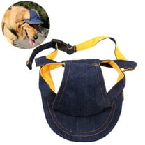 MLINS UEETEK Pet Dog Puppy Baseball Visor Hat Adjustable Chin Strap Sunbonnet with Ear Holes - Size L(Navy Blue)