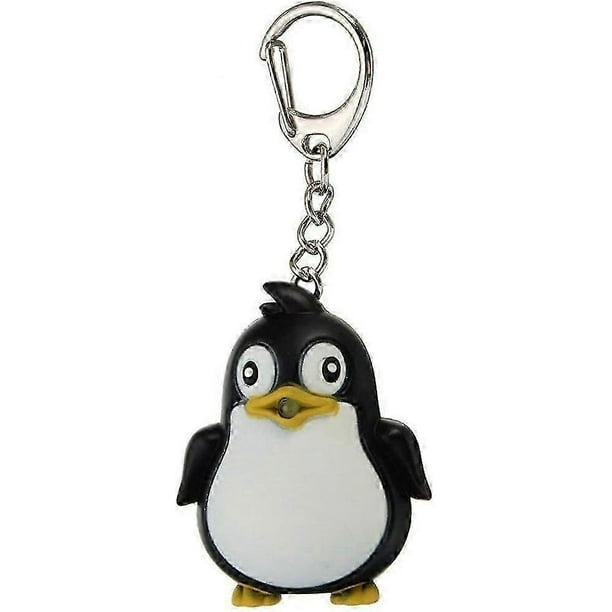 Cute Animal Penguin Led Light With Sound Key Chain Key Ring Torch Xmas Gift Black Creative And Exquisite Workmanship