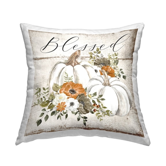 Stupell Industries Blessed Floral Pumpkin Decorative Printed Throw Pillow, 18 x 18