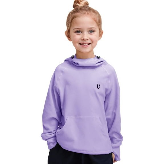 Rolanko Girls' Hoodie Wool Sweatshirt Dance Long Sleeve Comfortable Lightweight Hoodie with Pocket Children's Warm Velvet Coat