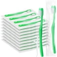 TRAHOO30 Packs Disposable Toothbrushes with Floss,Green Single Use