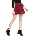 thumbnail image 5 of MODA NOVA Juniors Faux Suede Button Front A-Line Mini Skirt, 5 of 6