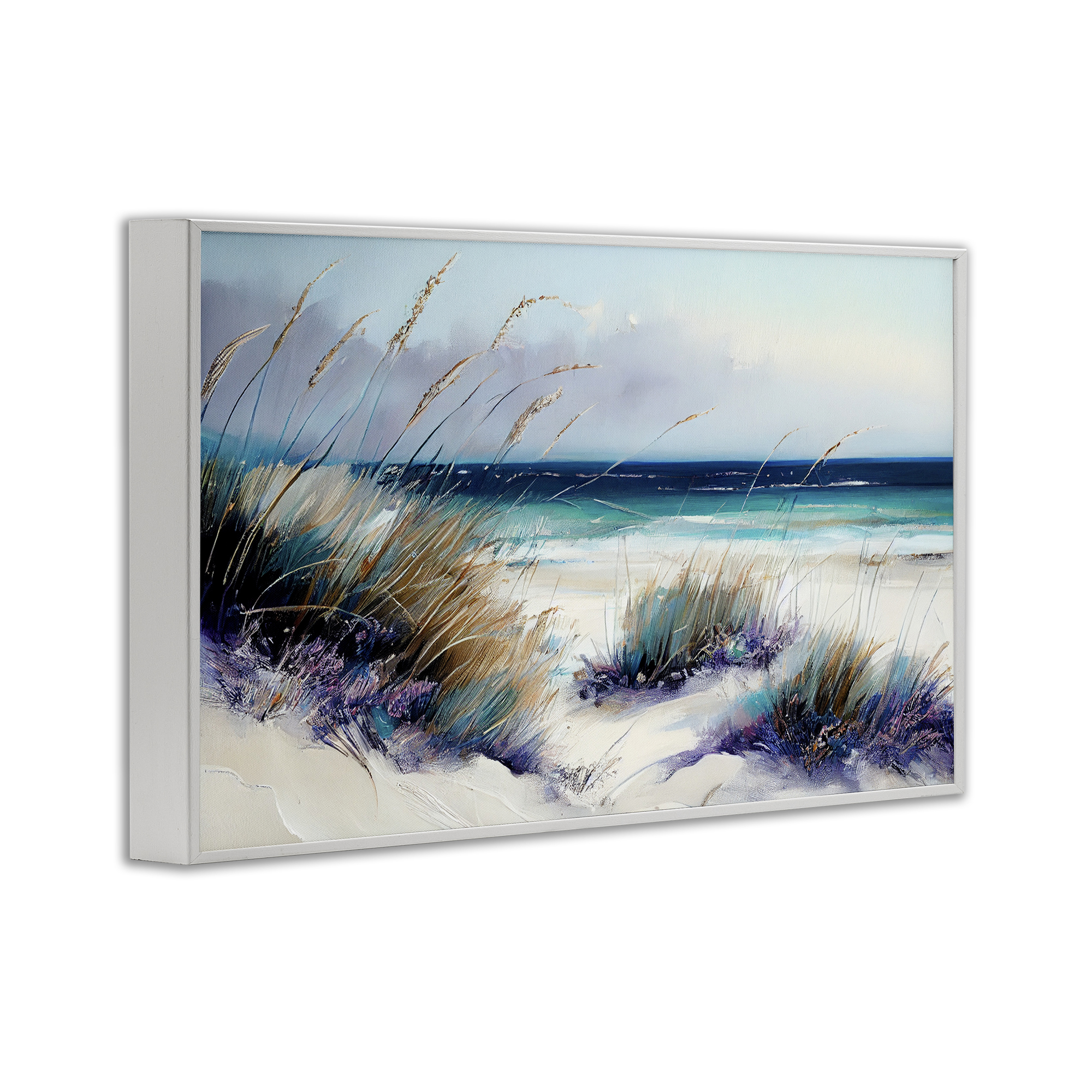 Euphoria Beach Dunes White Framed Giclee Art, design by Sasha
