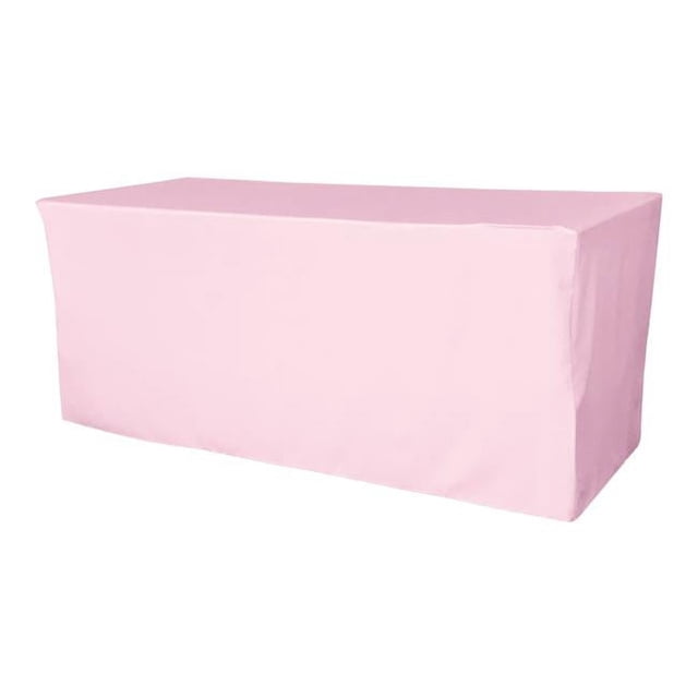 LA Linen TCpop-fit-96x30x30-PinkLgtP37 2.77 lbs Polyester Poplin Fitted Tablecloth, Light Pink