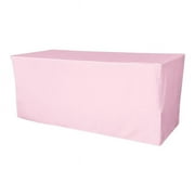 LA Linen TCpop-fit-96x30x30-PinkLgtP37 2.77 lbs Polyester Poplin Fitted Tablecloth, Light Pink
