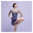 thumbnail image 2 of Embroidered Elastic Mesh Ballet Leotard Women Three-quarter Sleeve Gymnastics Bodysuit Dancewear, 2 of 8
