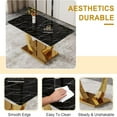 thumbnail image 4 of SUDICA 63" Rectangular Black Faux Marble Tempered Glass Dining Table Set with Gold Metal Base and 4 PU Leather Chairs for Dining Room, 4 of 7