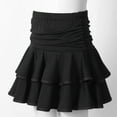 thumbnail image 5 of iiniim Kids Girls Latin Salsa Tango Dance Milk Silk Ruffle Skirt Ballroom Performance 5-16 A Black 9-10, 5 of 7