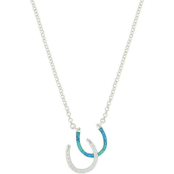 Montana Silversmiths Western Horseshoe Pendant Necklace River Lights Double Horseshoe