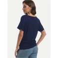 thumbnail image 4 of Women's Short Sleeve Boat Neck Dolman Top with Side Shirring, 4 of 6