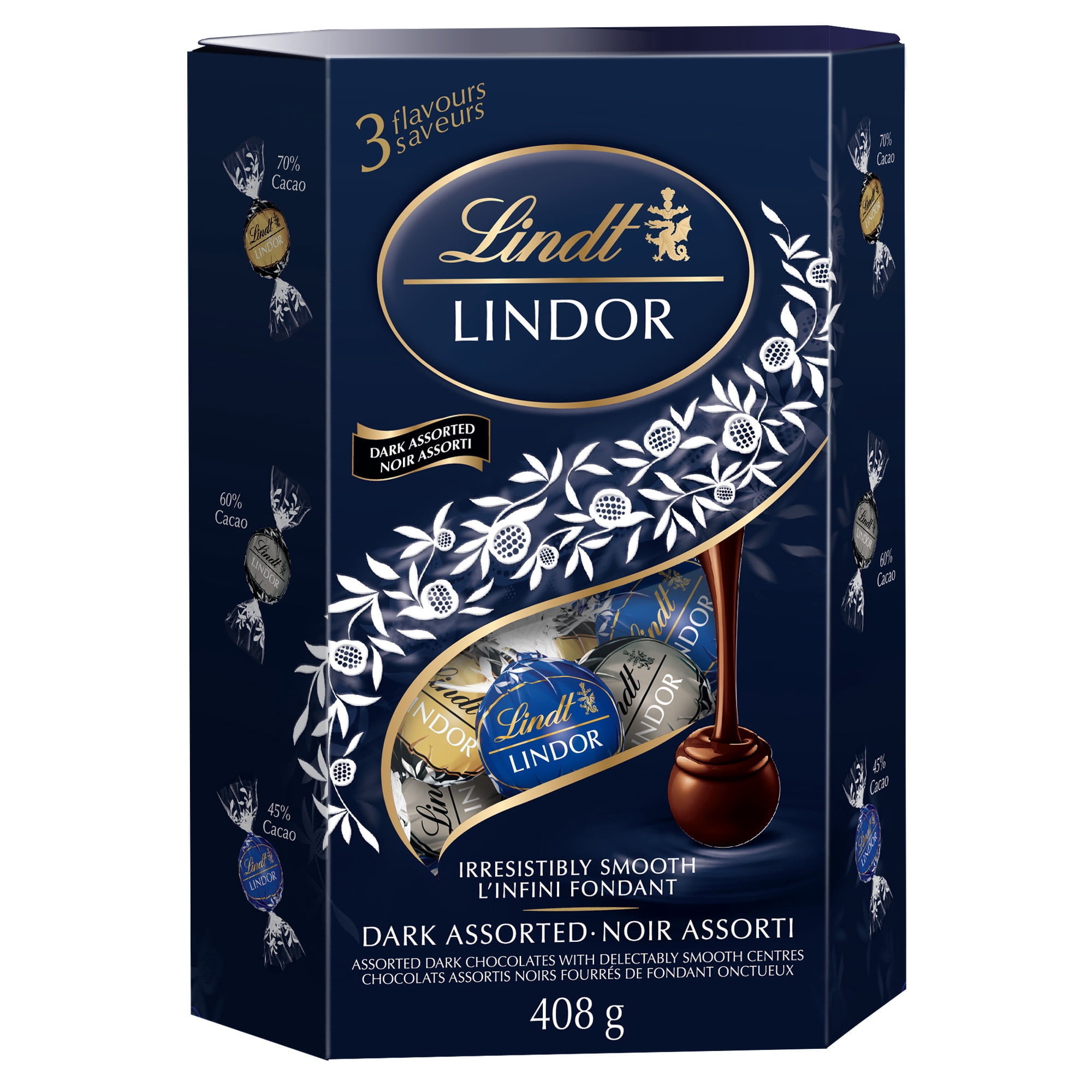 Assorted Dark Rcin Lindt LINDOR Assorted Dark Chocolate Truffles Cornet, 408g Box - Walmart.ca