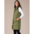 thumbnail image 3 of DARING DIVA Women's Long Puffer Vest Casual Sleeveless Hooded Down Jacket L Green, 3 of 6