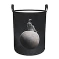 thumbnail image 1 of Balery Astronaut Sitting On Mercury Planet Cesta de ropa redonda con asas, impermeable, independiente, para ropa, juguetes, dormitorio y familia-Medium, 1 of 6