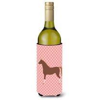 Carolines Treasures BB7909LITERK Hannoverian Horse Pink Check Wine Bottle Beverge Insulator Hugger