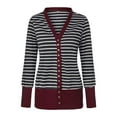 thumbnail image 3 of Gvmfive Women Long Sleeve Stripe Button V Neck Cardigans, 3 of 5