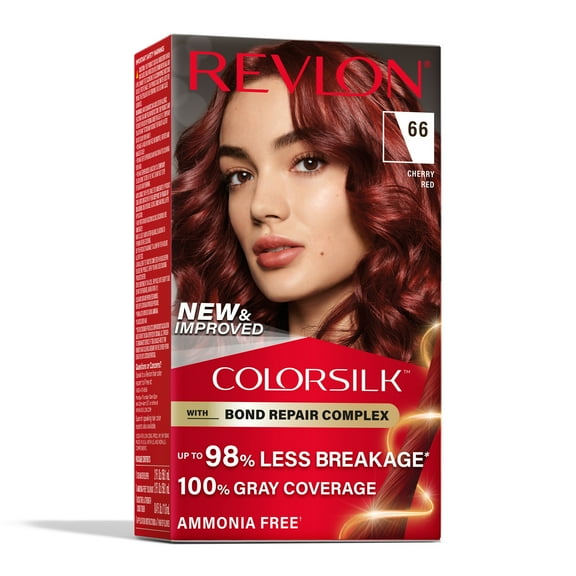 Revlon ColorSilk Permanent Hair Color, Bond Repair Complex, 66 Cherry Red, 1 pack