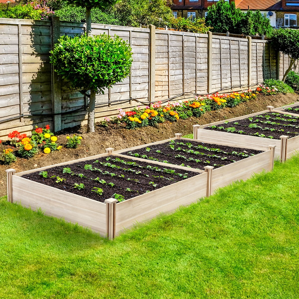 Raised Garden Bed 8x4x1FT Wooden Garden Bed Elevated Planter Box for ...