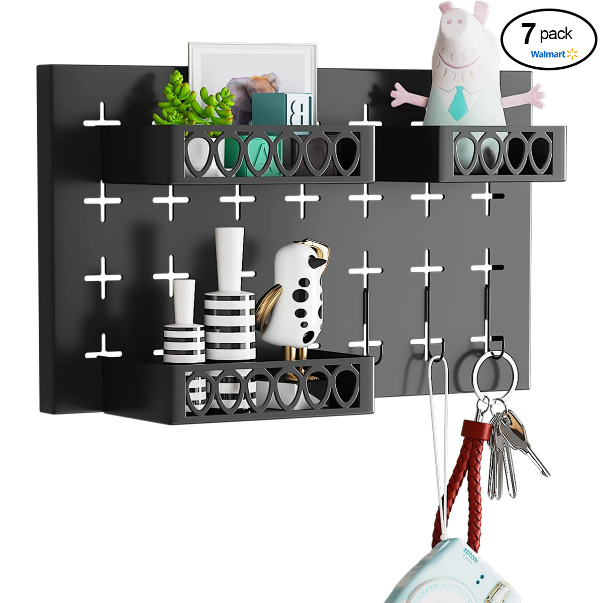 Techvida Decorative Metal Key Hooks with 3 Adjustable Baskets and 3