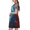 thumbnail image 5 of Vsdgher Red And Blue Fire Lion for Womens Summer 2025 Casual Midi Maxi Dresses Lightweight Short Sleeve Round Neck Beach Dress -Medium, 5 of 7