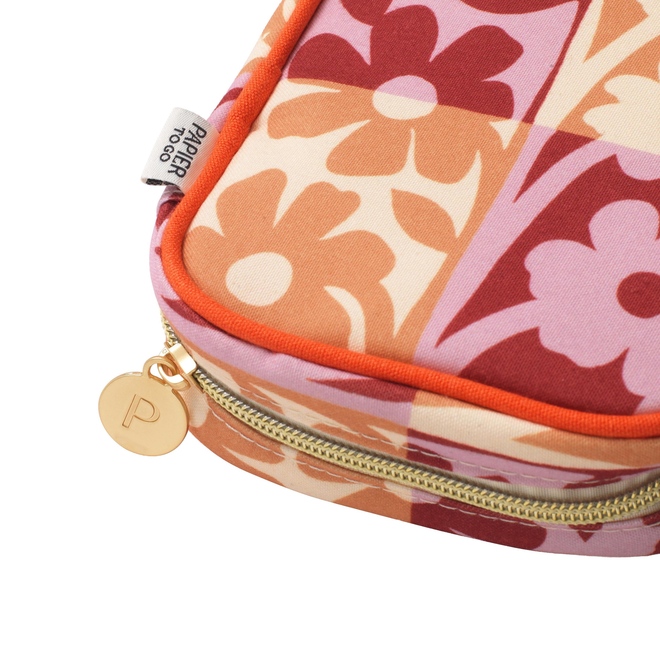 Papier To Go Zip Around Fabric Tech Pouch Organizer Tablet Case, Cabana Floral Patch, Yellow