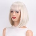 thumbnail image 1 of Peluca blanca de estilo europeo y americano para mujer, flequillo, cabeza bobo, peluca de pelo corto interior beige, 1 of 3