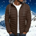 thumbnail image 2 of USNSM Mens Lightweight Puffer Jacket Warm Winter Casual Quilted Coat Hooded Jacket Water Resistant Insulated Puffy Coat Brown L, 2 of 6