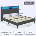 Tiptiper Queen Size LED Bed Frame with Outlet and USB Ports, Platform