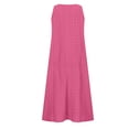 thumbnail image 4 of onlyliua Summer Dresses for Women 2025 Sleeveless Crew Neck Solid Cutout Tank Dresse Beachwear Regular Fit Beachwear Cotton Stylish for Picnics and Outdoor Events Holiday Deals, 4 of 5