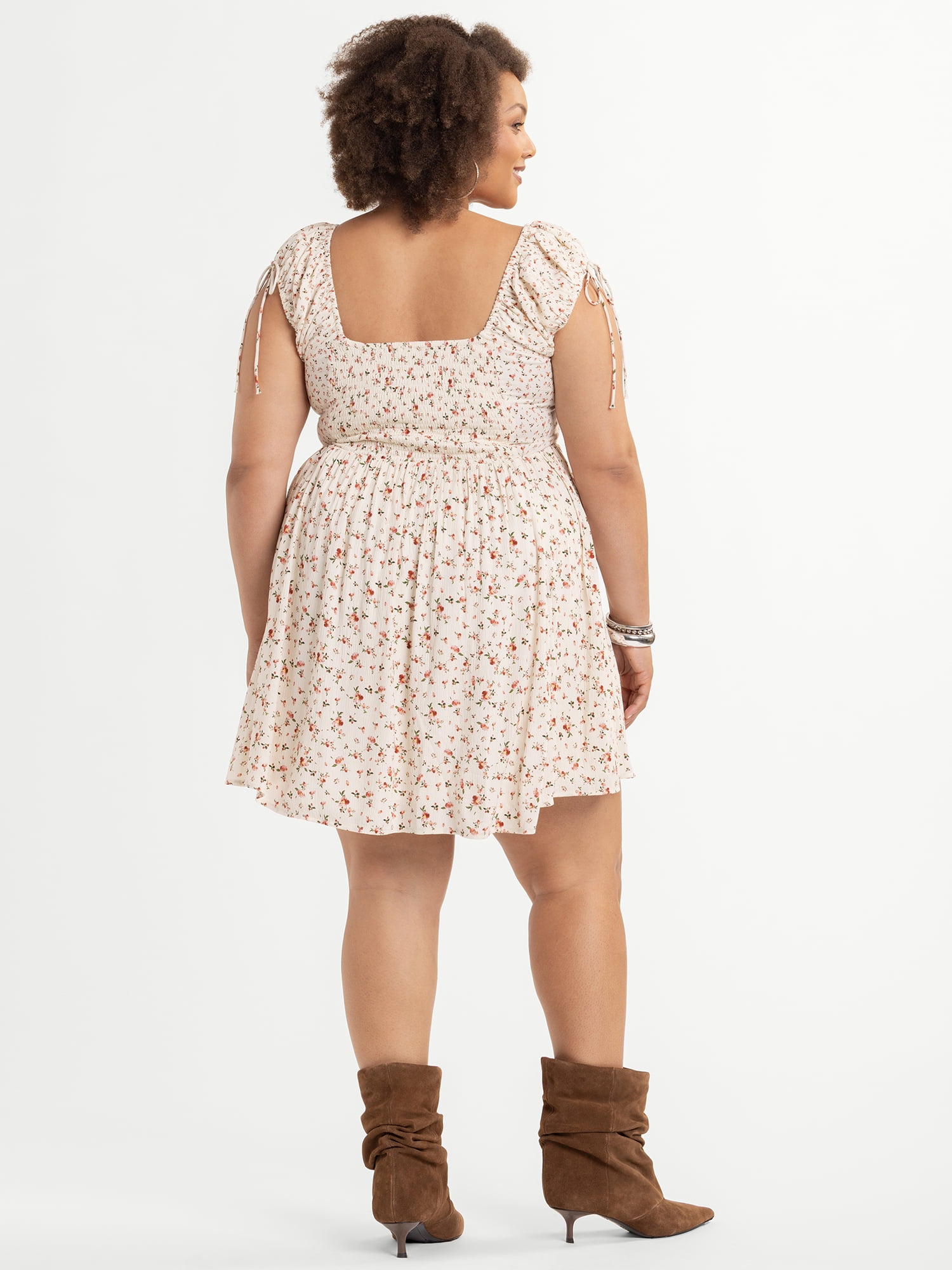 Jessica Simpson Women's Plus Size Aylani Smocked Mini Dress, Sizes 0X-4X