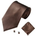 thumbnail image 2 of Biplut Men's Fashion Solid Color Suits Ties Necktie Cufflinks Hanky Set Tuxedo Suit, 2 of 13