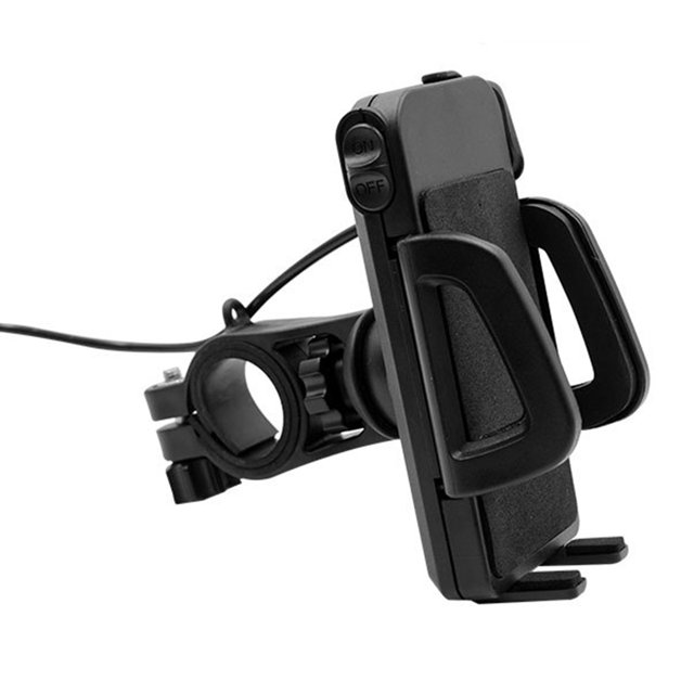 unbranded Soporte Ajustable Para Teléfono En Manillar De Motocicleta Con Protección Antideslizante Y Puerto USB