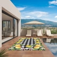 thumbnail image 3 of Lemon Outdoor Rug for Patio/Deck/Porch, Non-Slip Large Area Rug 3 x 5 Ft, Black Plaid Check Yellow Fruit Flower Floral Indoor Outdoor Rugs Washable Area Rugs, Reversible Camping Rug Carpet Runner, 3 of 8