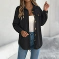 thumbnail image 2 of IWRICH Women's Corduroy Shacket Blouses Button down Shirts Pocket Long Sleeves Tops Jacket Coats Black XL, 2 of 5