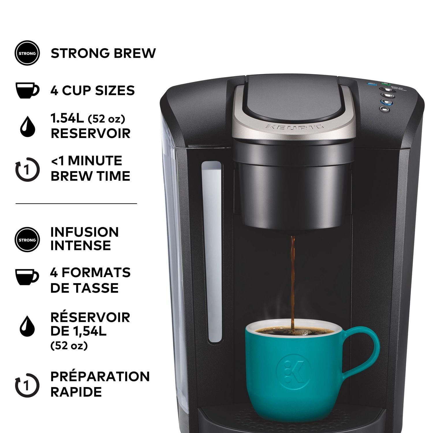 Keurig K-Select Cafetière à dosette K-Cup à portion unique, noir mat