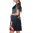thumbnail image 2 of Fotbe Robe Motif Drapeau Américain Décontractée Mode Femme Manches Courtes Robe Maxi Robe T-Shirt Rayée Longue à Blocs de Couleur, 2 of 6