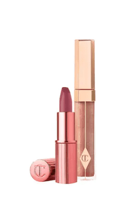 Charlotte Tilbury 90s Pink Rose Gloss and Lipstick Duo - Mini KISSING Lipstick + Full Size Lip Lustre