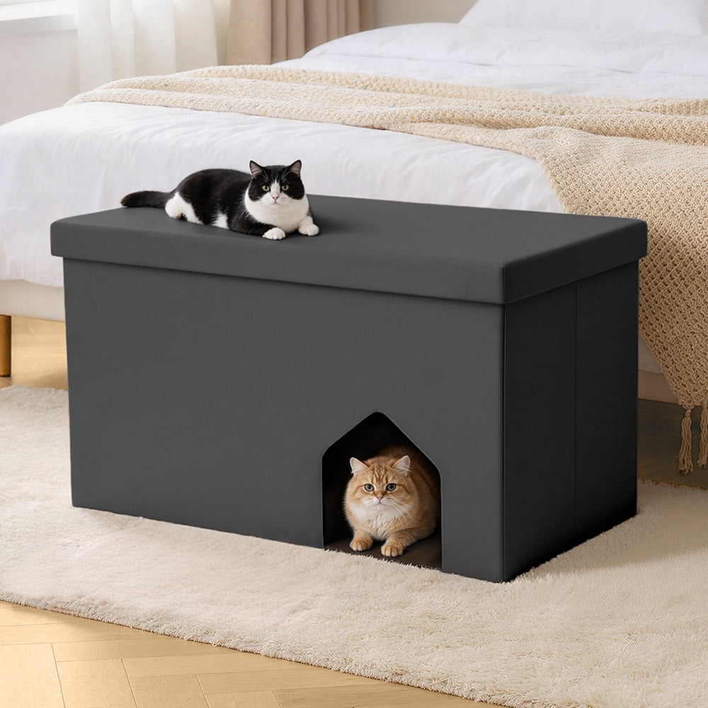 DOMIPET Cat Litter Box Enclosure Furniture Hidden, 3 IN 1 Cat Washroom Bench Storage Cabinet, Extra Large 35.4'' x 19.7'' x 19.7'', Dog Proof, Easy Clean, Easy Assembly