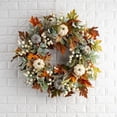 thumbnail image 1 of Corona de flores artificiales Frosty Leaf Pumpkin - Naranja, decorativa, interior y exterior, 40 cm de diámetro, 1 of 5